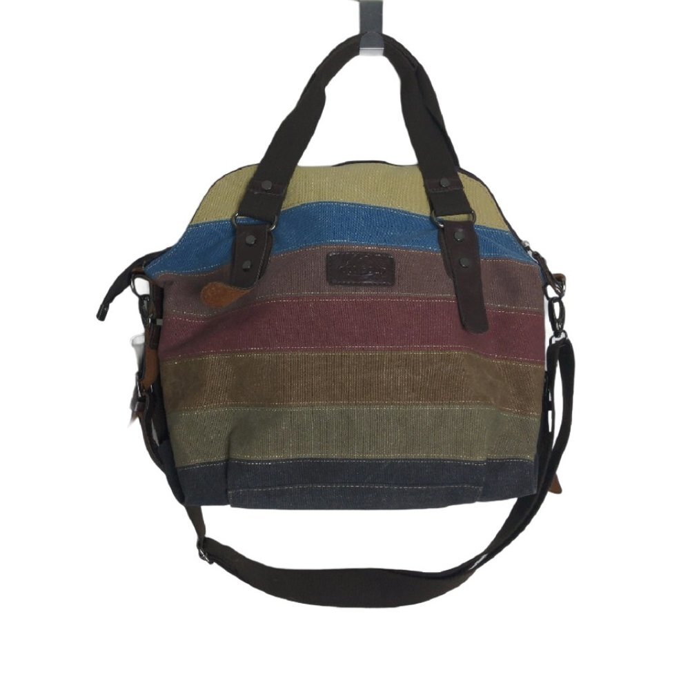 Rainbow Striped Canvas Tote Bag